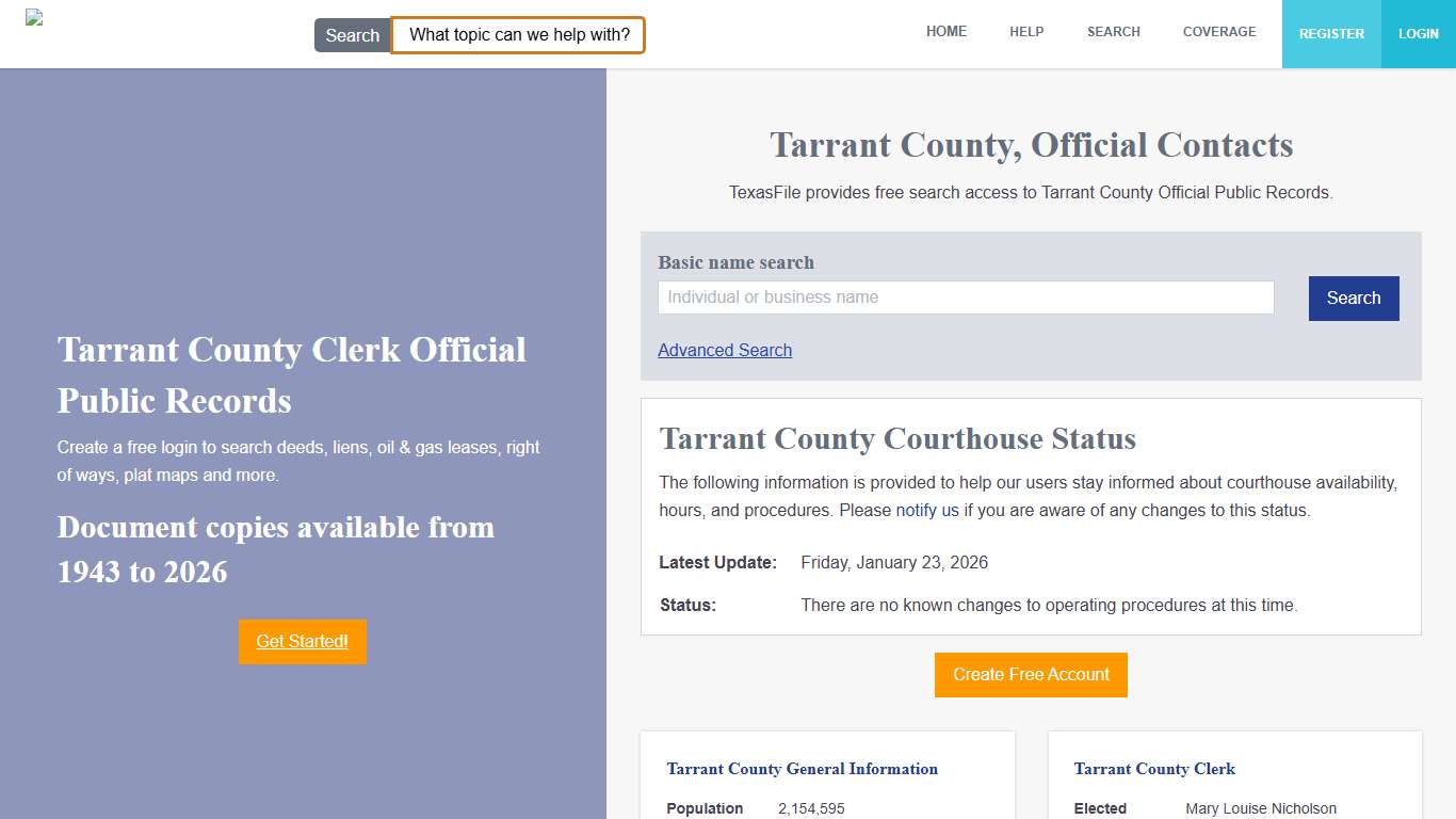 Tarrant County Clerk Official Public Records TexasFile